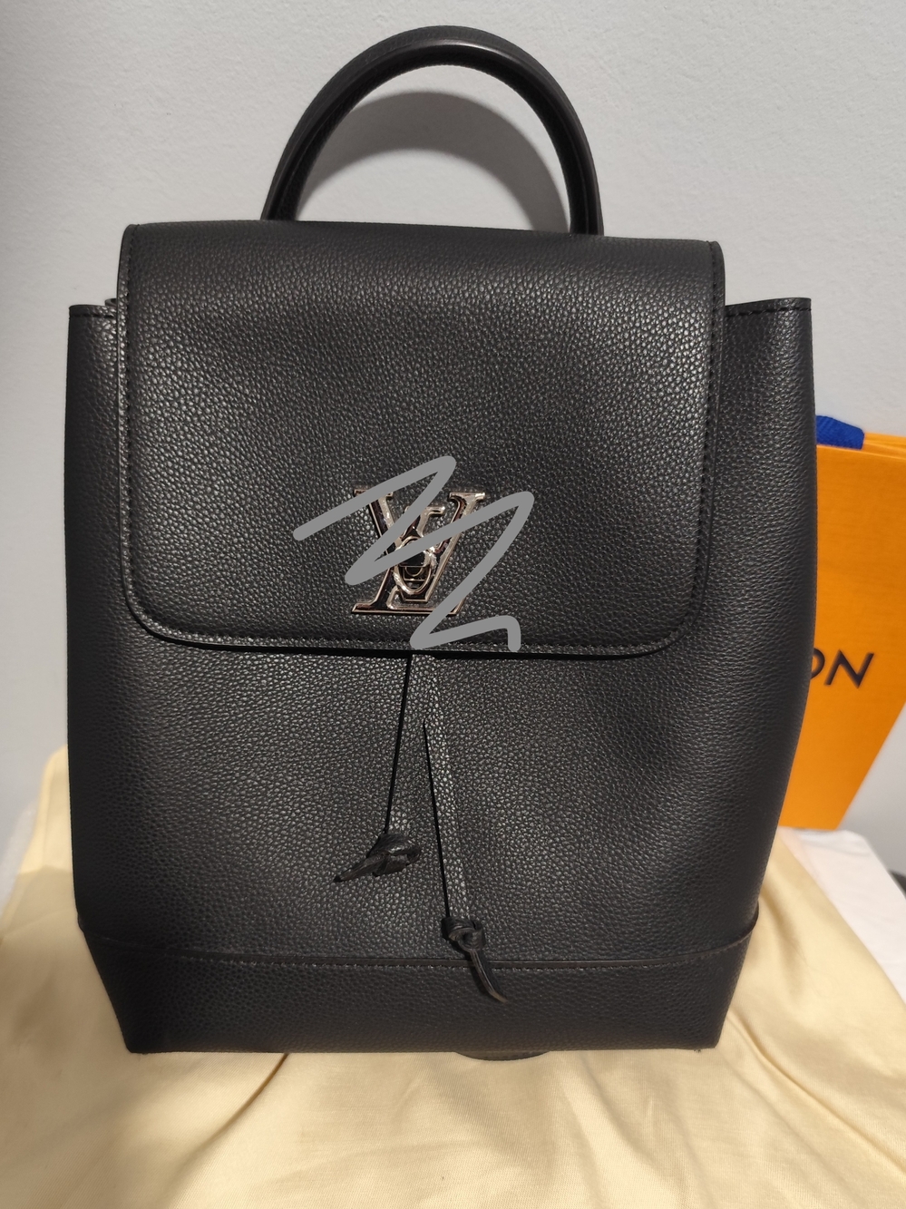 Black Leather Top-Handle Backpack